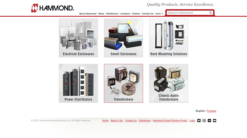 Electrical & Electronic Enclosures, Cabinets & Racks, Outlet Strips and Electronic Transformers - Hammond Mfg.