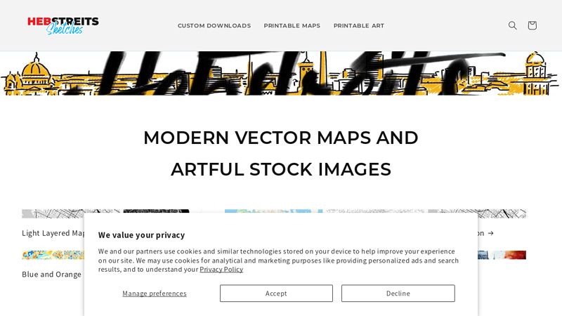 HEBSTREITS Sketches - Modern vector maps and hand drawn stock images.