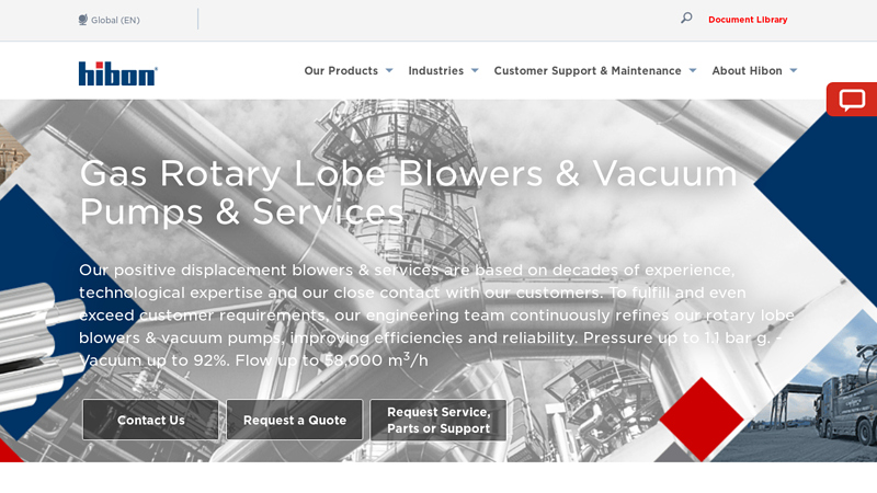 Discover Rotary Lobe Blowers, Vacuum Pumps, Services | Hibon