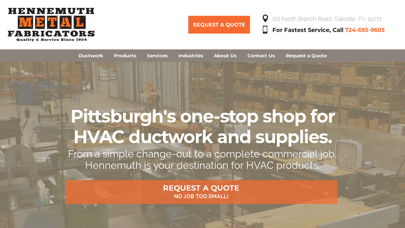 Pittsburgh Metal Ductwork Fabricator & Supplier | Hennemuth