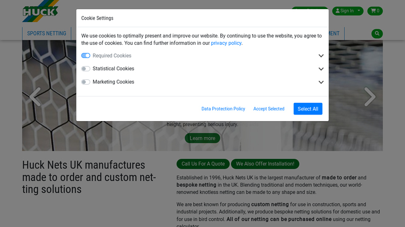 Huck Nets UK | Bespoke Netting Manufacturer - Huck