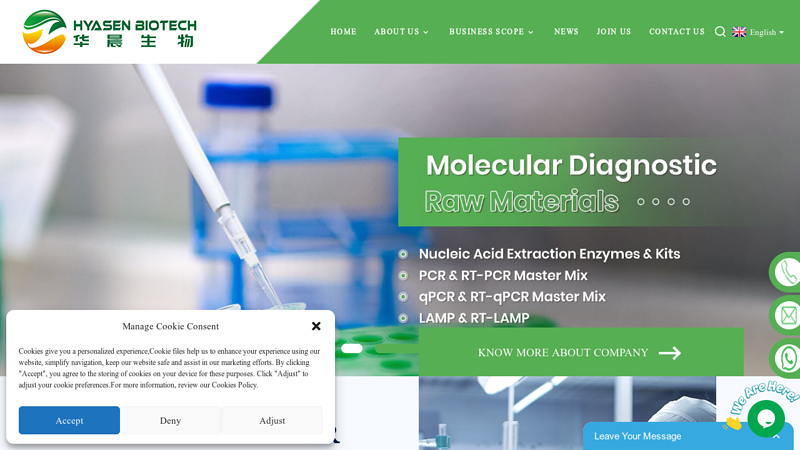 Proteinase K, Dntp, Taq Polymerase, Master Mix, Lamp, N-Glycan Kit - Hyasen