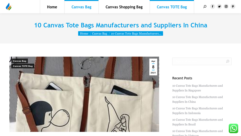 Image of 10 Canvas Tote Bags Manufacturers and Suppliers In China