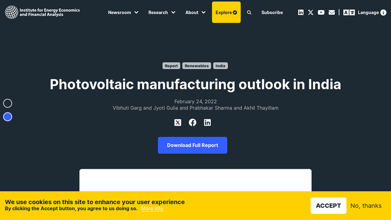 Image of Photovoltaic manufacturing outlook in India | IEEFA