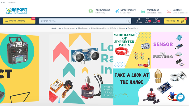 Online shopping site for Robotics, Drones and electronic parts.