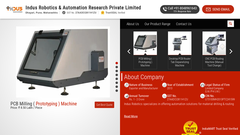 Indus Robotics & Automation Research Private Limited, Pune - Manufacturer of Cnc Pcb Drilling Machine and CNC Drilling Machine