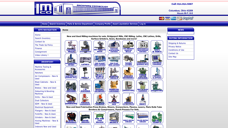 Industrial Machinery new and used machine tools for sale, parts and service for Bridgeport mills, new and used cnc mills, lathes, shears, press brakes, ironworkers and fabrication machinery.