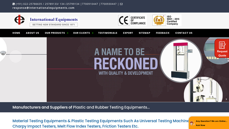 Plastic Testing Equipments,Universal Testing Machine,Tensile Tester,India