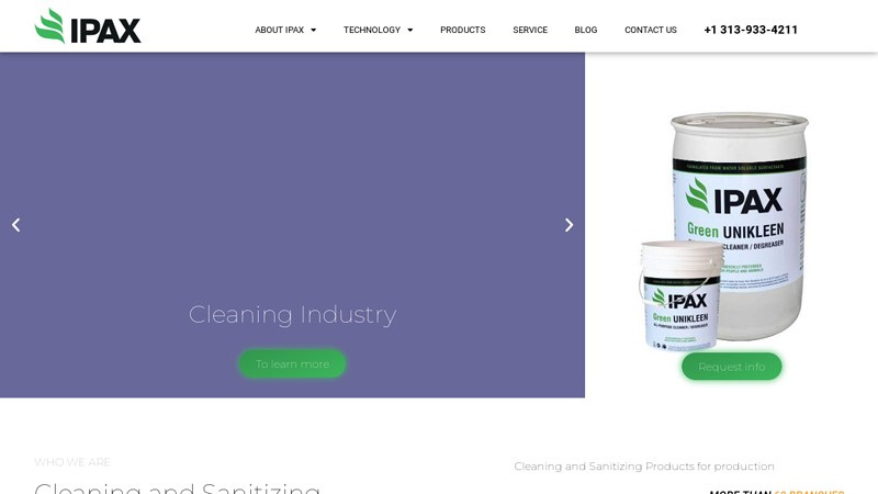 Cleaning and Sanitizing Products for production C IPAX