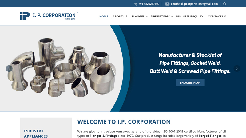 I. P. Corporation - Manufacturer of Flanges, Pipe Fittings, Stainless Steel Flanges, Forged Carbon Steel Flanges, Butt Weld Pipe Fittings, Mumbai, India