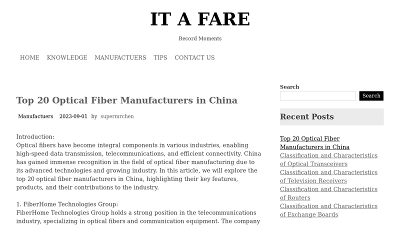 Image of Top 20 Optical Fiber Manufacturers in China