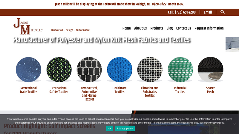 Polyester & Nylon Knit Mesh Fabrics - Milltown, NJ - Jason Mills LLC