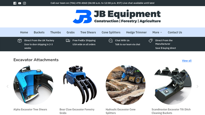 USA Excavator Attachments | Grabs | Buckets | Shears C JB Equipment