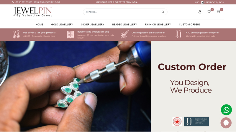 Buy Rjc Certified Wholesale Silver Gemstone Jewellery Manufacturer | Jewelpin