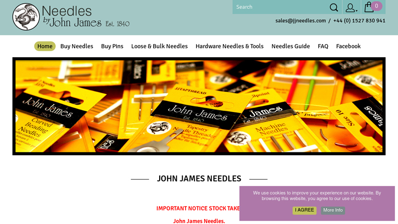 John James Needles offer a great British brand you can be proud of. We have a history dating back to the very start of needle manufacture in the UK, the name of John James is still recognised by needle craters around the globe. Renowned for quality and reliability, John James has a needle for your every need. We hope you are as proud of our heritage as we are.