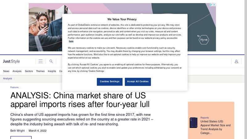 Image of ANALYSIS: China market share of US apparel imports rises after four ...