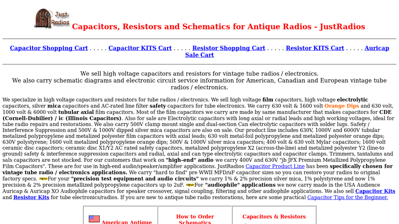 Capacitors, Resistors and Schematics for Tube Radios / Electronics