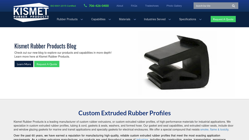 Rubber Extrusions Manufacturer - Custom Extruded Rubber Profiles | Kismet Rubber Products