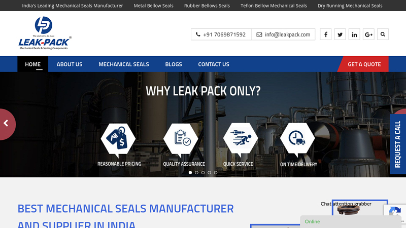 Mechanical Seals Manufacturers in India, Mechanical Seals Suppliers Gujarat | LEAK-PACK