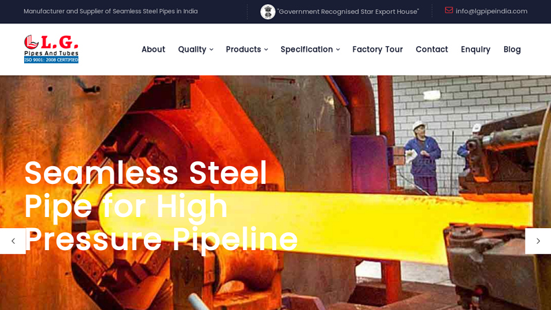 Seamless Steel Pipe manufacturer and supplier in India - LG Pipes