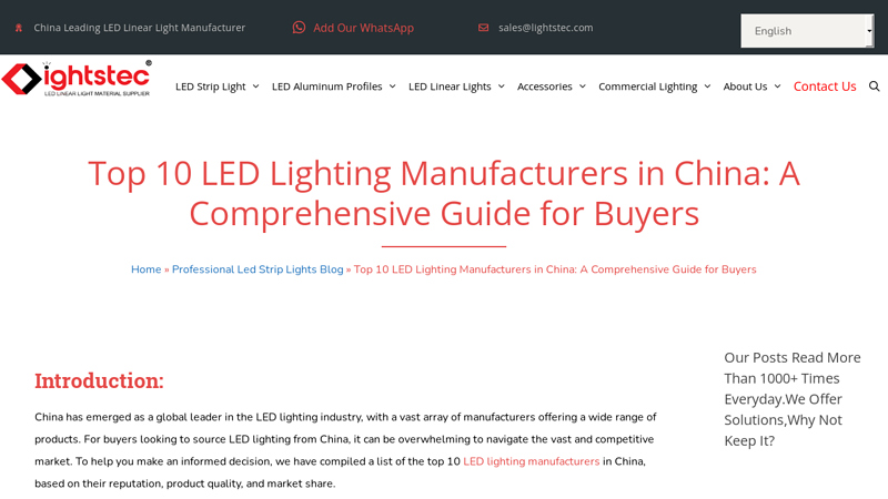 Image of Top 10 LED Lighting Manufacturers in China