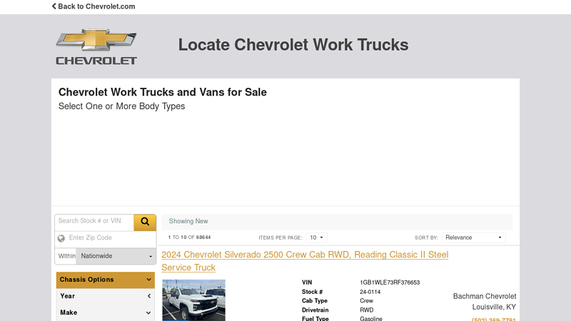 Chevrolet Work Trucks and Vans for Sale | Chevrolet Locator