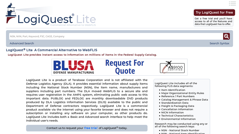 LogiQuest? Lite - A Commercial WebFLIS Alternative