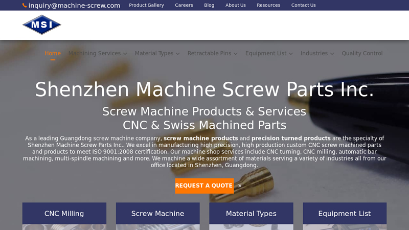 Screw Machine Products & Services - CNC Screw & Swiss Machine Parts - Shenzhen, Guangdong | Shenzhen Machine Screw Parts Inc.