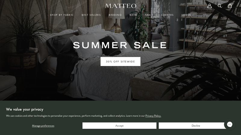 Matteo: Luxury Fabrics, Linens & Bedding Manufacturer