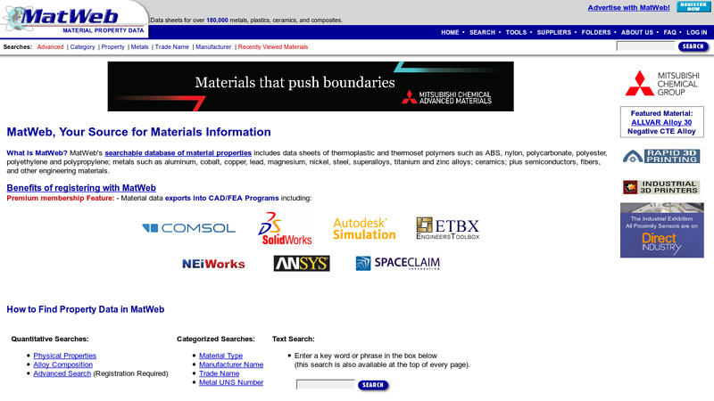 Online Materials Information Resource - MatWeb