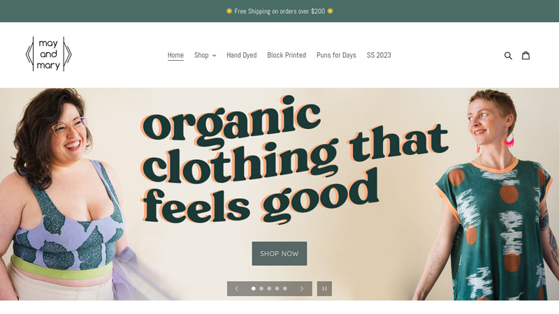 May and Mary Organic Clothing and Stuff that Feels Good- homewares etc