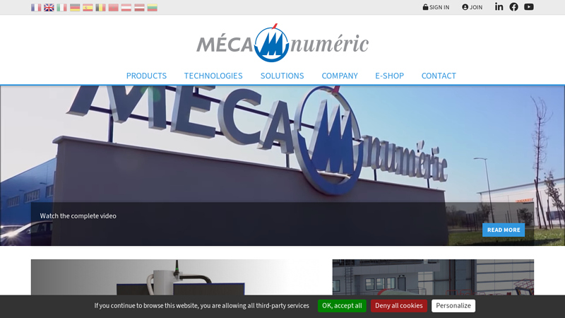 MECANUMERIC Waterjet & Laser CNC cutting machine, 3 4 & 5 axis cnc