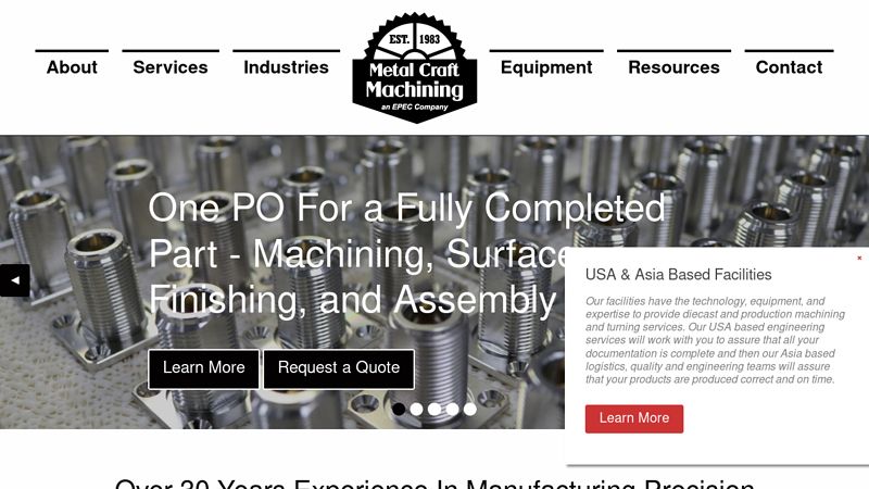 Over 35 Years of Precision Machining Services | Metal Craft Machining