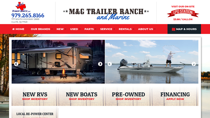 M&G Trailer Ranch And Marine - Clute, TX - Offering New & Used RVs, Trailers, Outboards, and Boats