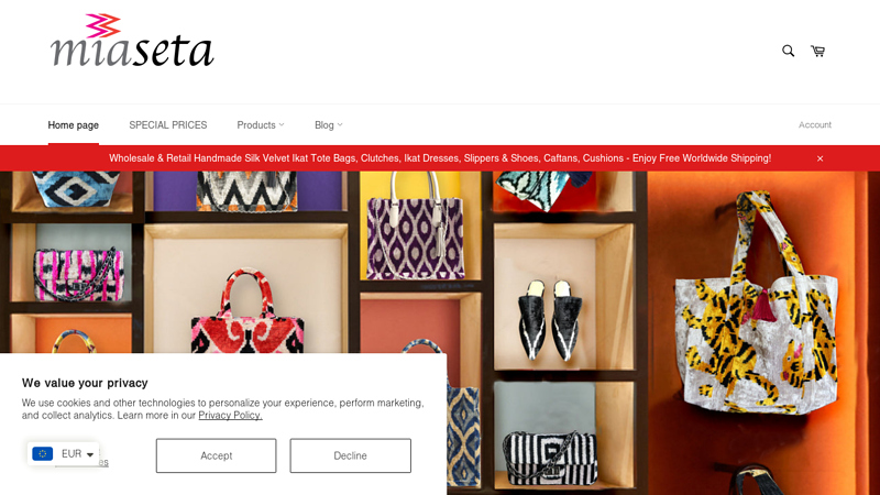 Handmade silk ikat products from a leading manufacturer and supplier. C MIASETA