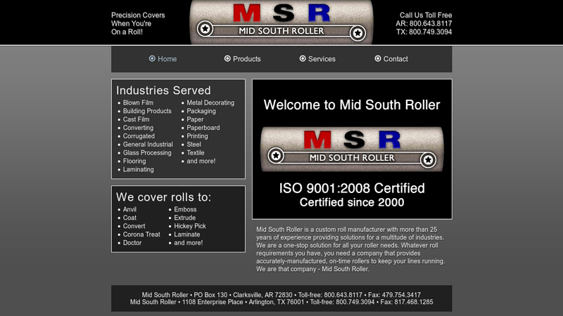 Mid South Roller - Precision Rollers for Industry and Printing - Clarksville, AR and Arlington, TX