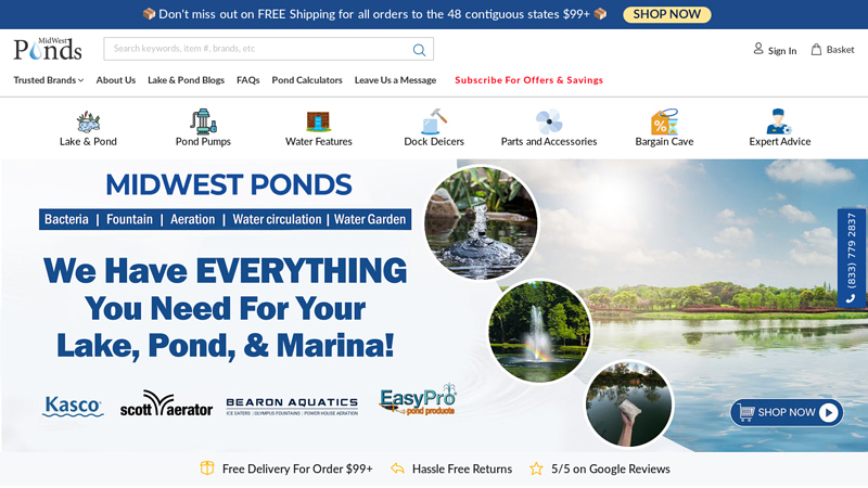 Midwest Ponds: Pond, Aeration, and Water Fountain Supplies