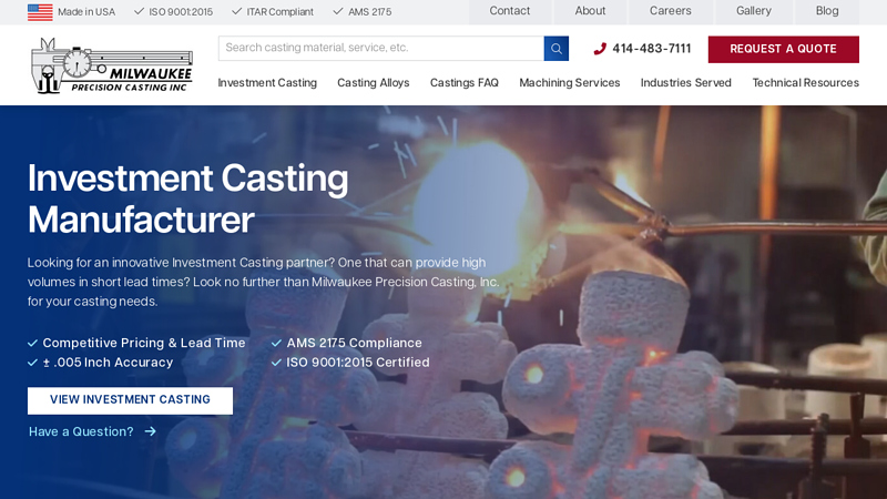 Investment Casting Manufacturer - Investment Casting Foundry | Milwaukee Precision Casting