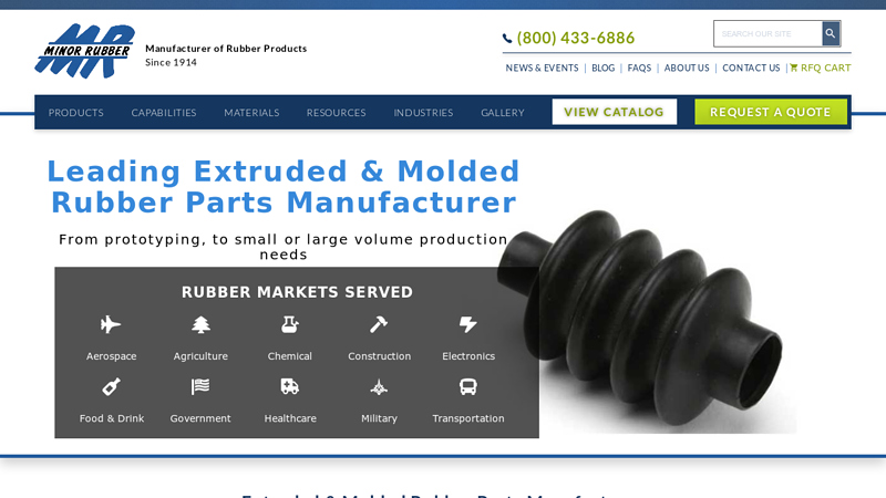 Molded Rubber Parts Manufacturer - Rubber Extruding Services | Minor Rubber Company