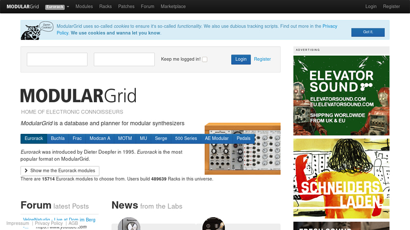 Plan your modular synthesizer rack on ModularGrid