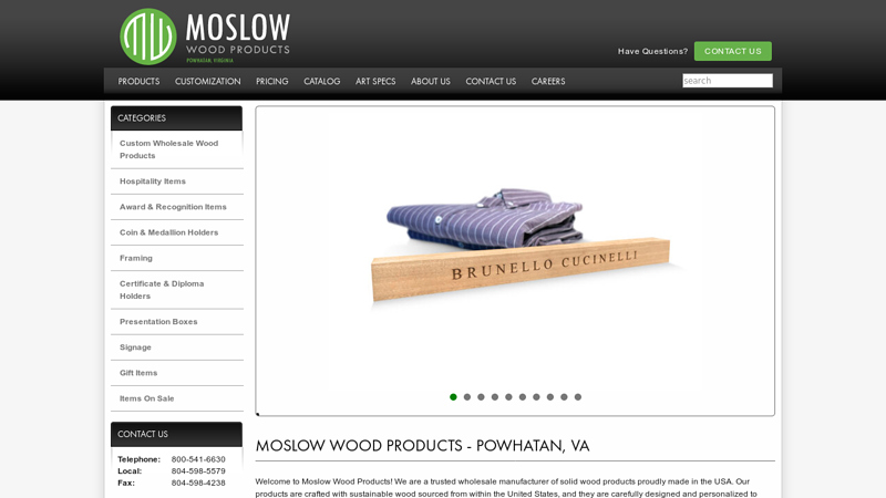 Moslow Wood Products (Virginia) | U.S. manufacturer of custom wood products located in Virginia