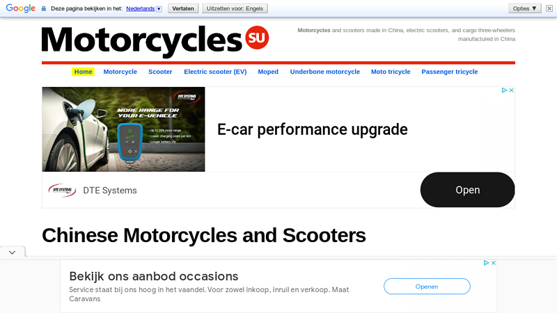 Motorcycles and scooters from China, electric scooters and cargo trikes (Motorcycles China)