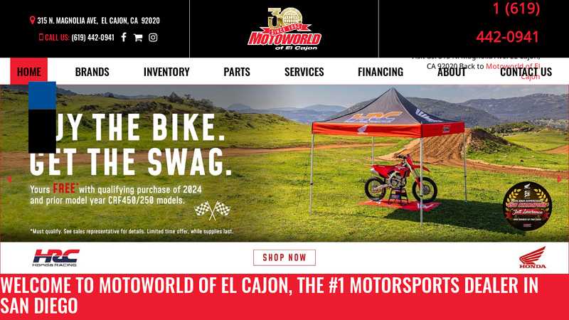 No. 1 San Diego Motorsports Store | Motoworld of El Cajon | Honda, Yamaha, KTM, Polaris Dealer