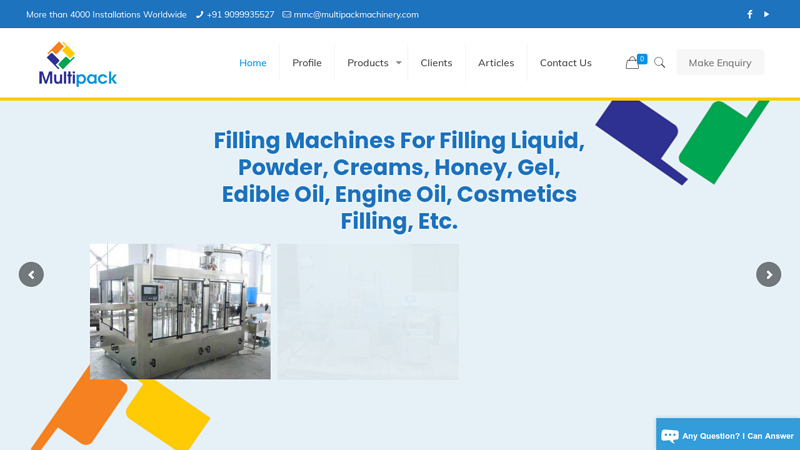 Filling Machines India - Liquid/Powder/Paste/Oil/Water Filling Machine - Multipack Machinery Company