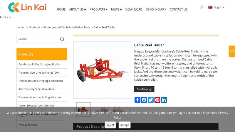 Image of China Cable Reel Trailer Suppliers, Manufacturers