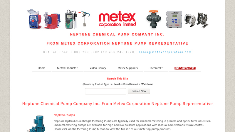 Neptune Chemical Pump Company Inc. From Metex Corporation Neptune Pump Representative