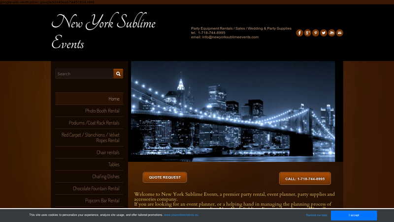 New York Sublime Events - Party Rentals, Wedding Rentals, Party Supplies and Accessories, Party Planner, New York, NY, NYC, Long Island, Brooklyn, Queens, Staten Island, New Jersey