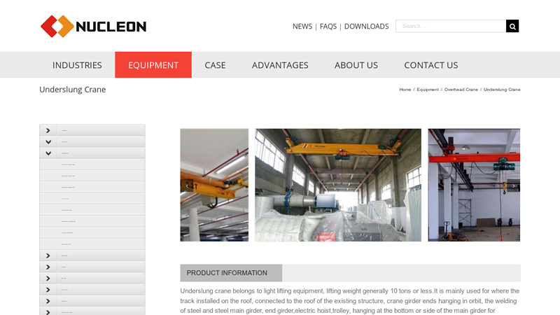 Image of Underslung Crane | Nucleon Professinal Crane Manufacturer in China