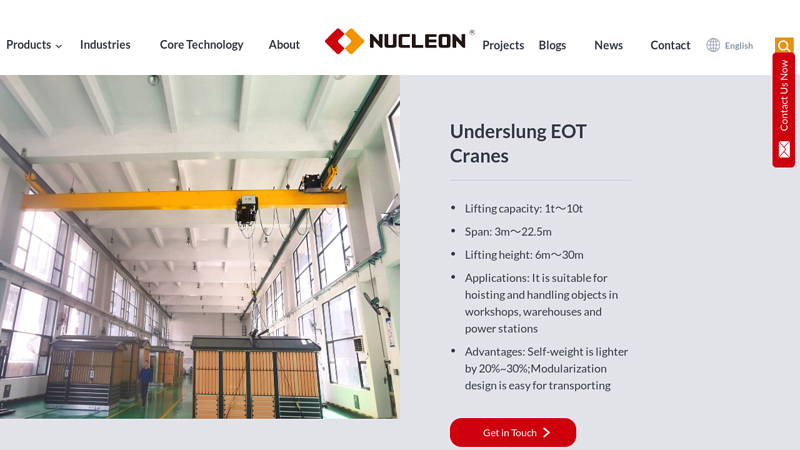 Image of 18 Years Underslung EOT Cranes Manufacturer in China | Nucleon Crane