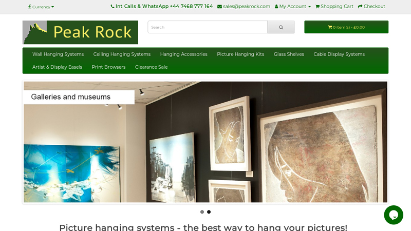 Picture Hanging, Wire Cable Systems, Art Display Easels, Glass Shelves, Curtain Supplies.. Peak Rock Ltd